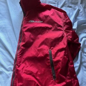 Vintage Mens Budweiser Red Windbreaker